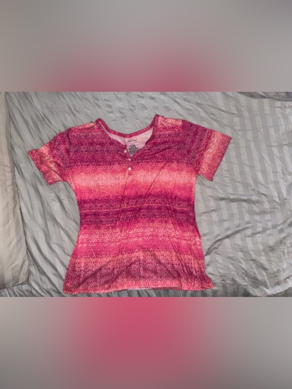 Sonoma Pink Ombre Short Sleeve Henley